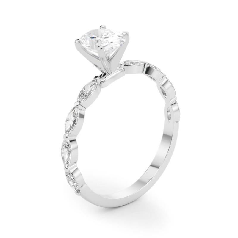 GIA zertifiziert 2,20 Karat Oval Diamant Band Solitär Diamantring im Angebot 1