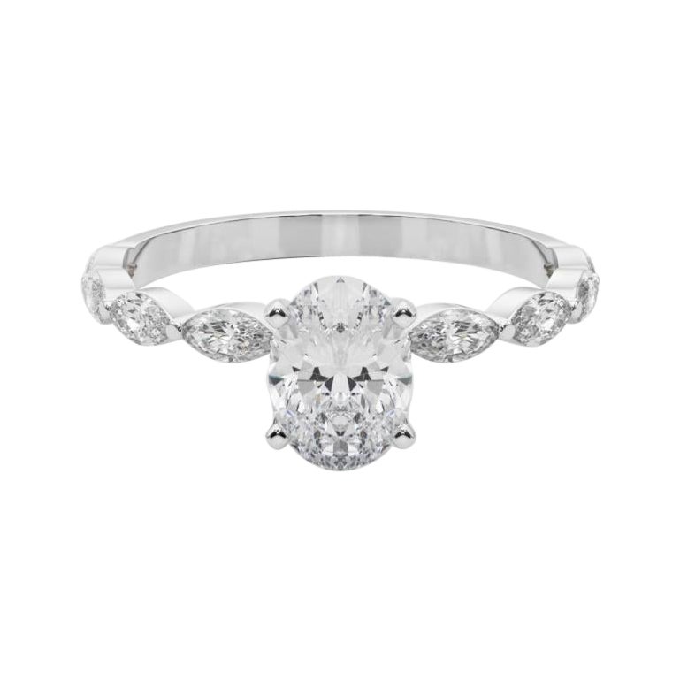 GIA zertifiziert 2,20 Karat Oval Diamant Band Solitär Diamantring