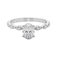 GIA zertifiziert 2,20 Karat Oval Diamant Band Solitär Diamantring