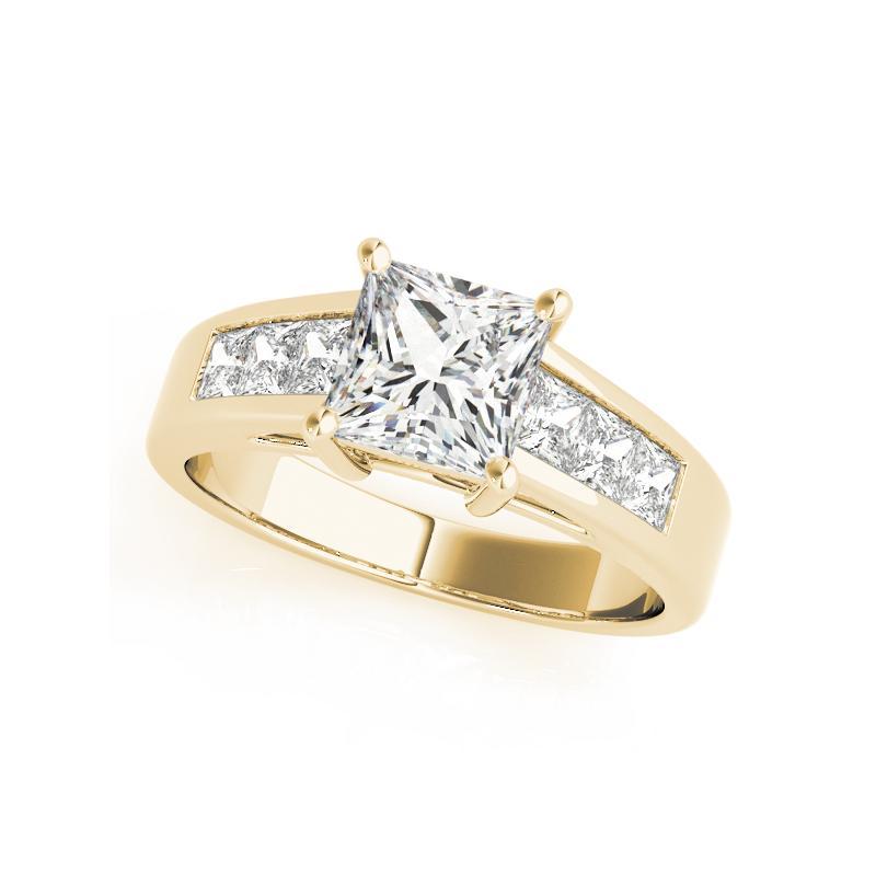 Taglio princess GIA Certified 2,20 Carat Princess Multi-Stone Cathedral Diamond Ring in vendita
