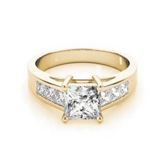 GIA Certified 2.20 Carat Princess Multi-Stone Cathedral Diamond Ring