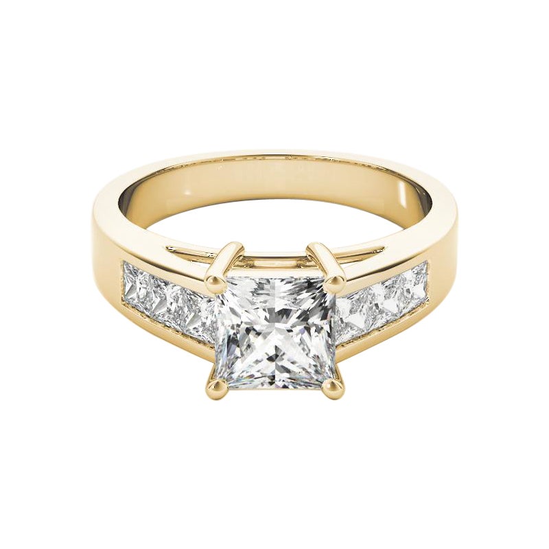 Anillo de diamantes catedral multipiedra princesa de 2,20 quilates certificado por GIA