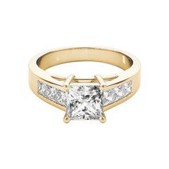 Anillo de diamantes catedral multipiedra princesa de 2,20 quilates certificado por GIA