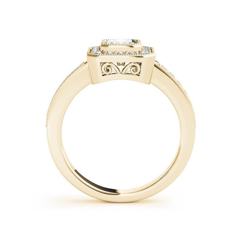 GIA zertifiziert 2,20 Karat Radiant Halo Milgrain 18K Gelbgold Diamantring im Zustand „Neu“ in New York, NY