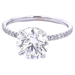 GIA Certified 2.20 carat Round Brilliant Cut Diamond Engagement Ring 