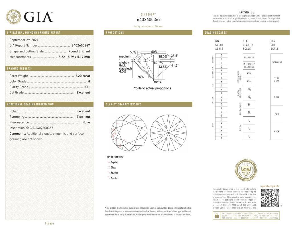 GIA zertifiziert 2.20 Karat Runde Double Halo Split Shank Diamantring (Zeitgenössisch) im Angebot