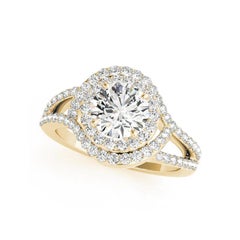 GIA zertifiziert 2.20 Karat Runde Double Halo Split Shank Diamantring