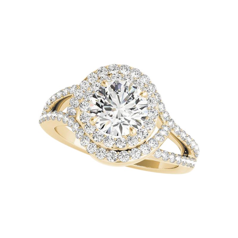 GIA zertifiziert 2.20 Karat Runde Double Halo Split Shank Diamantring im Angebot