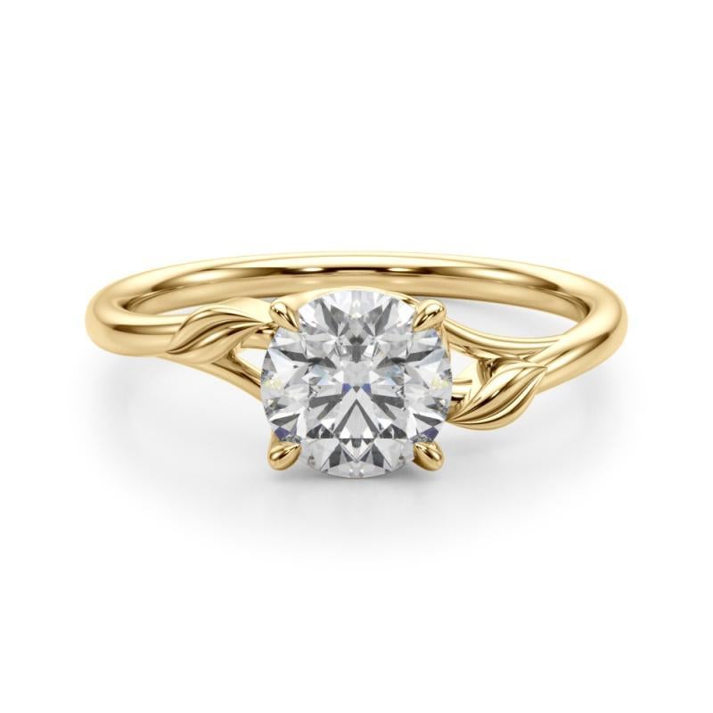 GIA Certified 2.20 Carat Round Nature Leaf & Vine Band Diamond Ring In New Condition For Sale In New York, NY