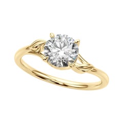 GIA Certified 2.20 Carat Round Nature Leaf & Vine Band Diamond Ring