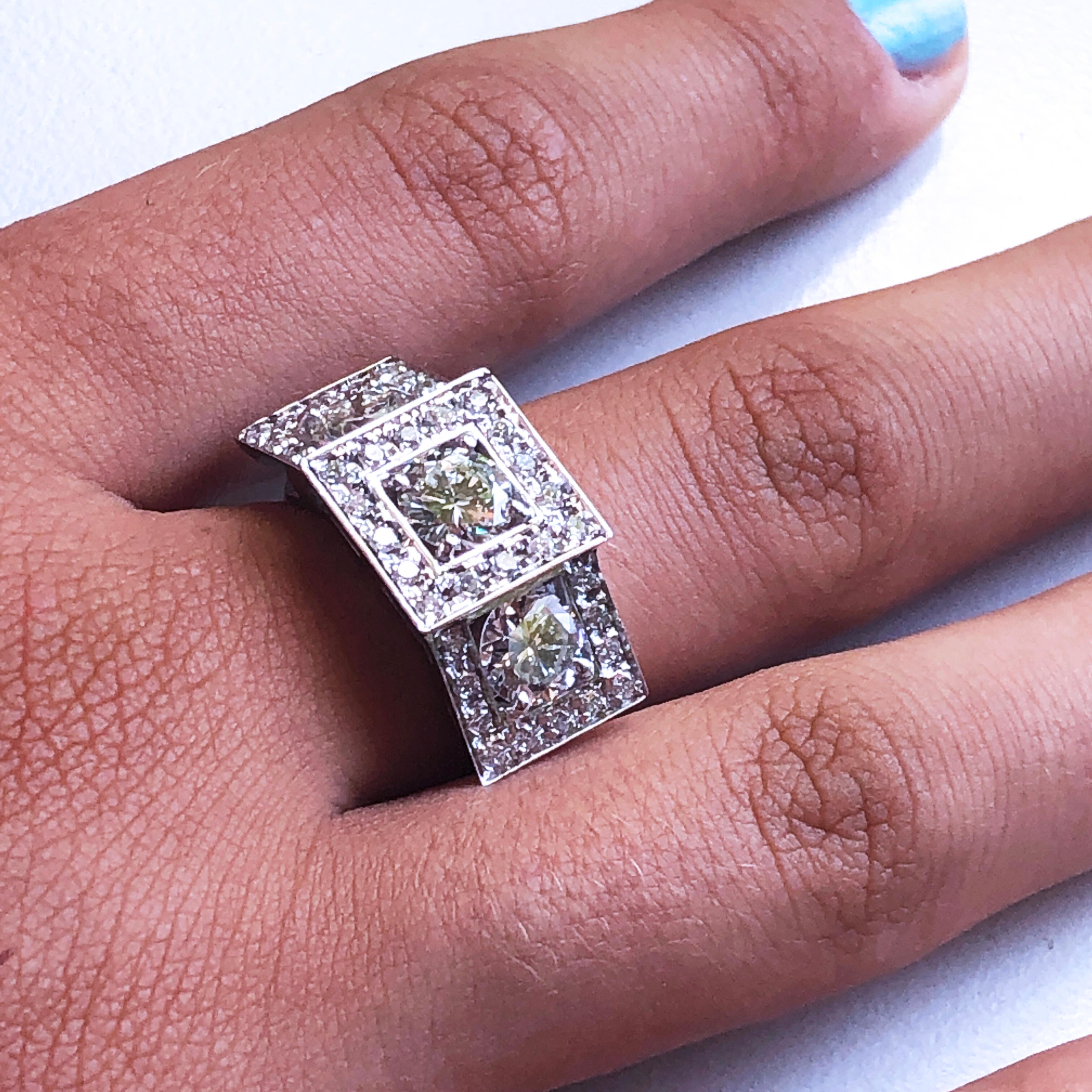 Women's Berca GIA Certified 2.20Kt White Diamond Three-Stone White Diamond Setting Ring For Sale