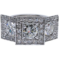 Berca GIA Certified 2.20Kt White Diamond Three-Stone White Diamond Setting Ring