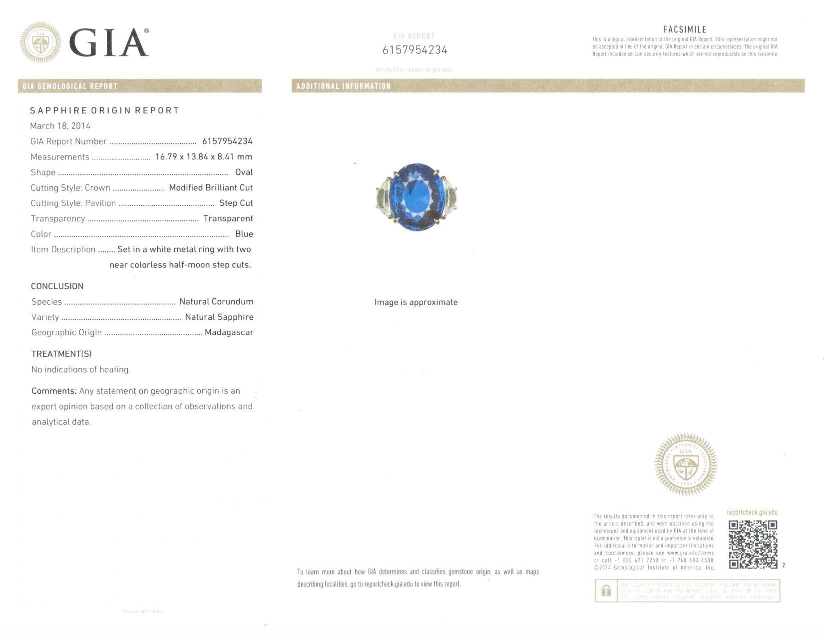 Modern GIA Certified 22.01 Carat Oval Blue Sapphire and Diamond Ring For Sale