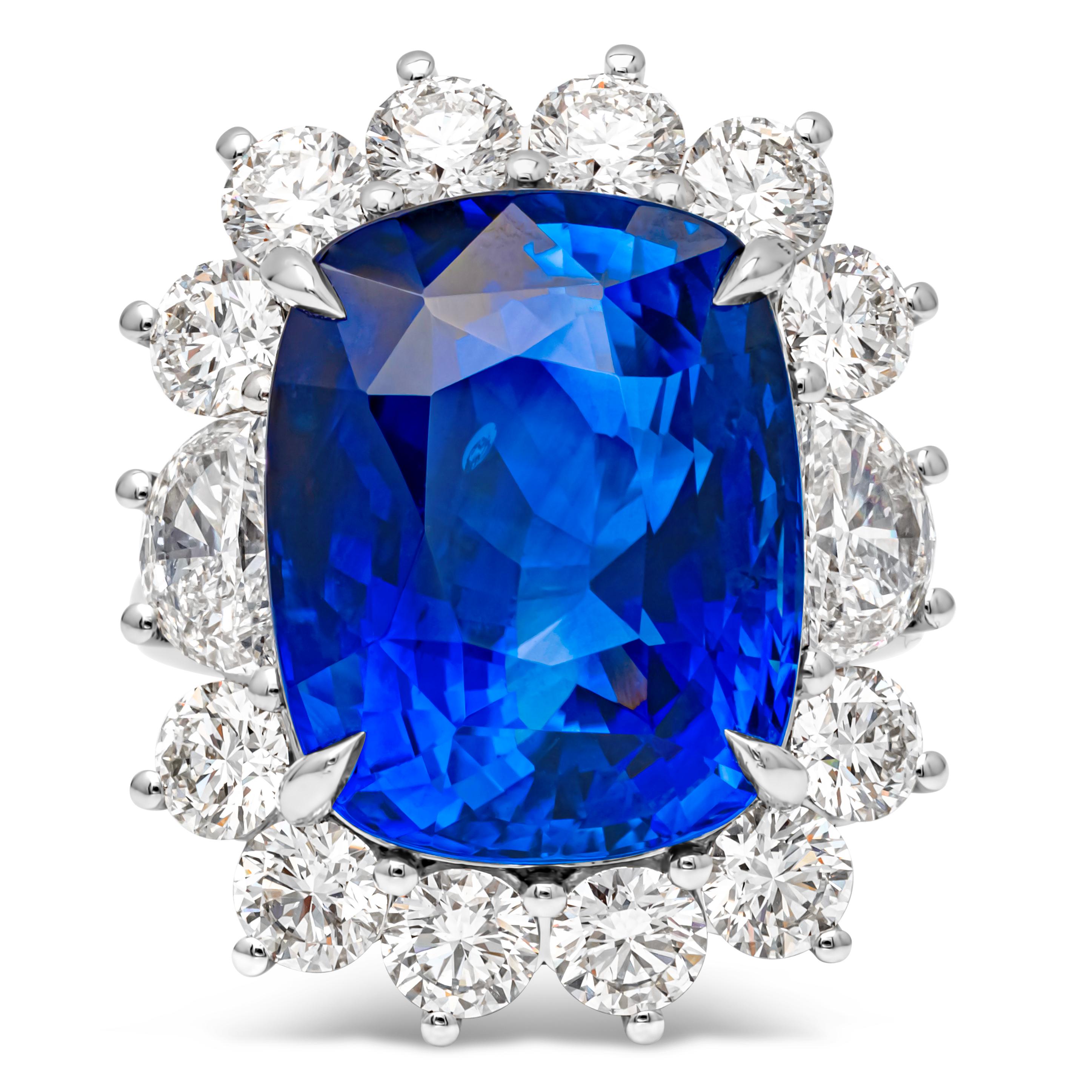 GIA-zertifizierter 22,05 Karat blauer Saphirring mit Kissenschliff im Kissenschliff aus Sri Lanka im Zustand „Neu“ in New York, NY