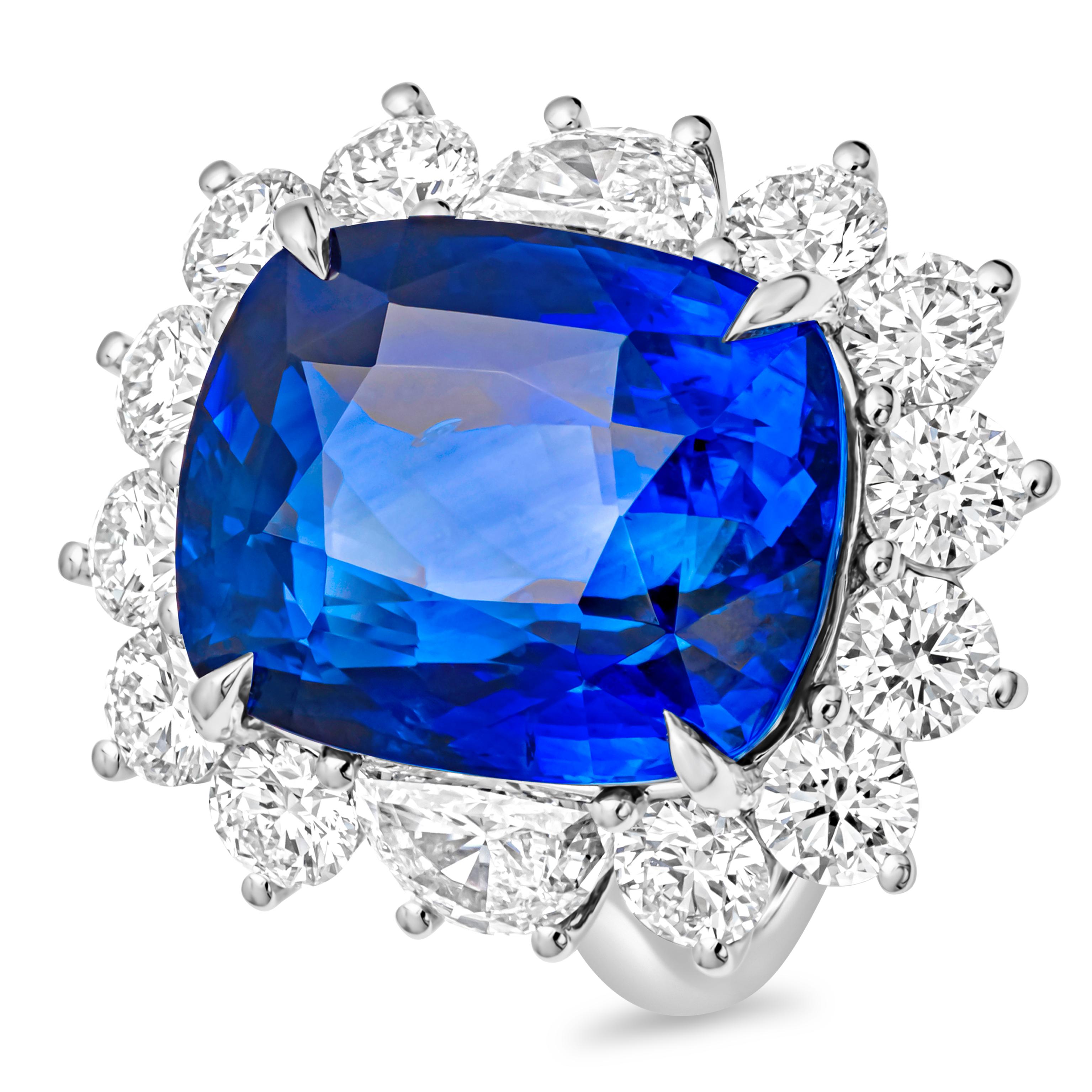 GIA-zertifizierter 22,05 Karat blauer Saphirring mit Kissenschliff im Kissenschliff aus Sri Lanka 3