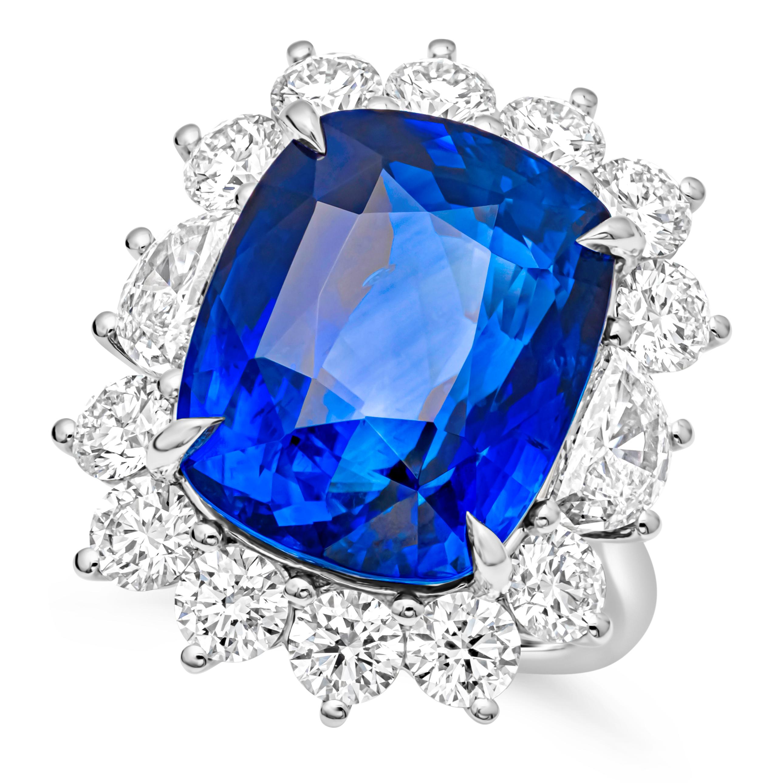 GIA-zertifizierter 22,05 Karat blauer Saphirring mit Kissenschliff im Kissenschliff aus Sri Lanka 4