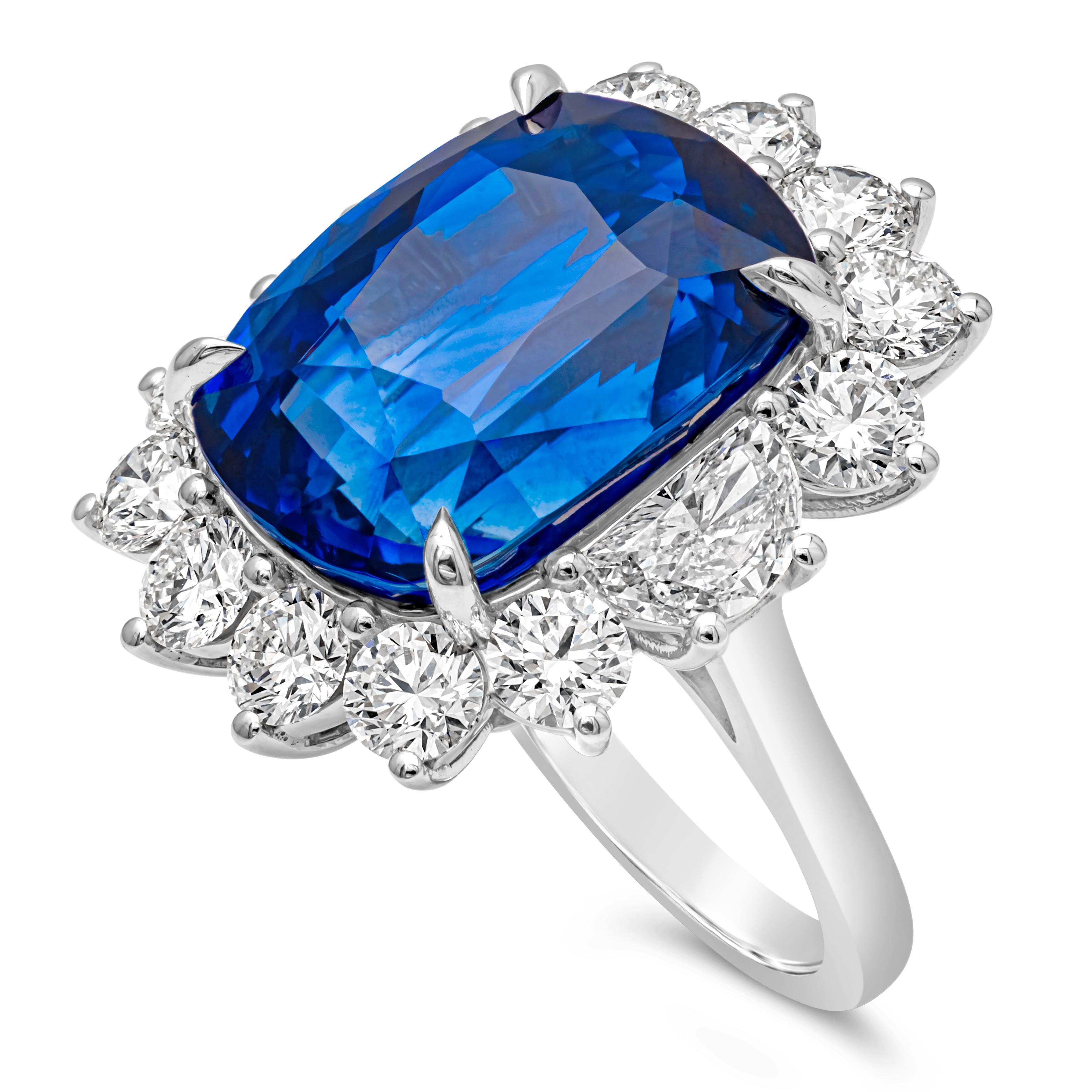 GIA-zertifizierter 22,05 Karat blauer Saphirring mit Kissenschliff im Kissenschliff aus Sri Lanka 5