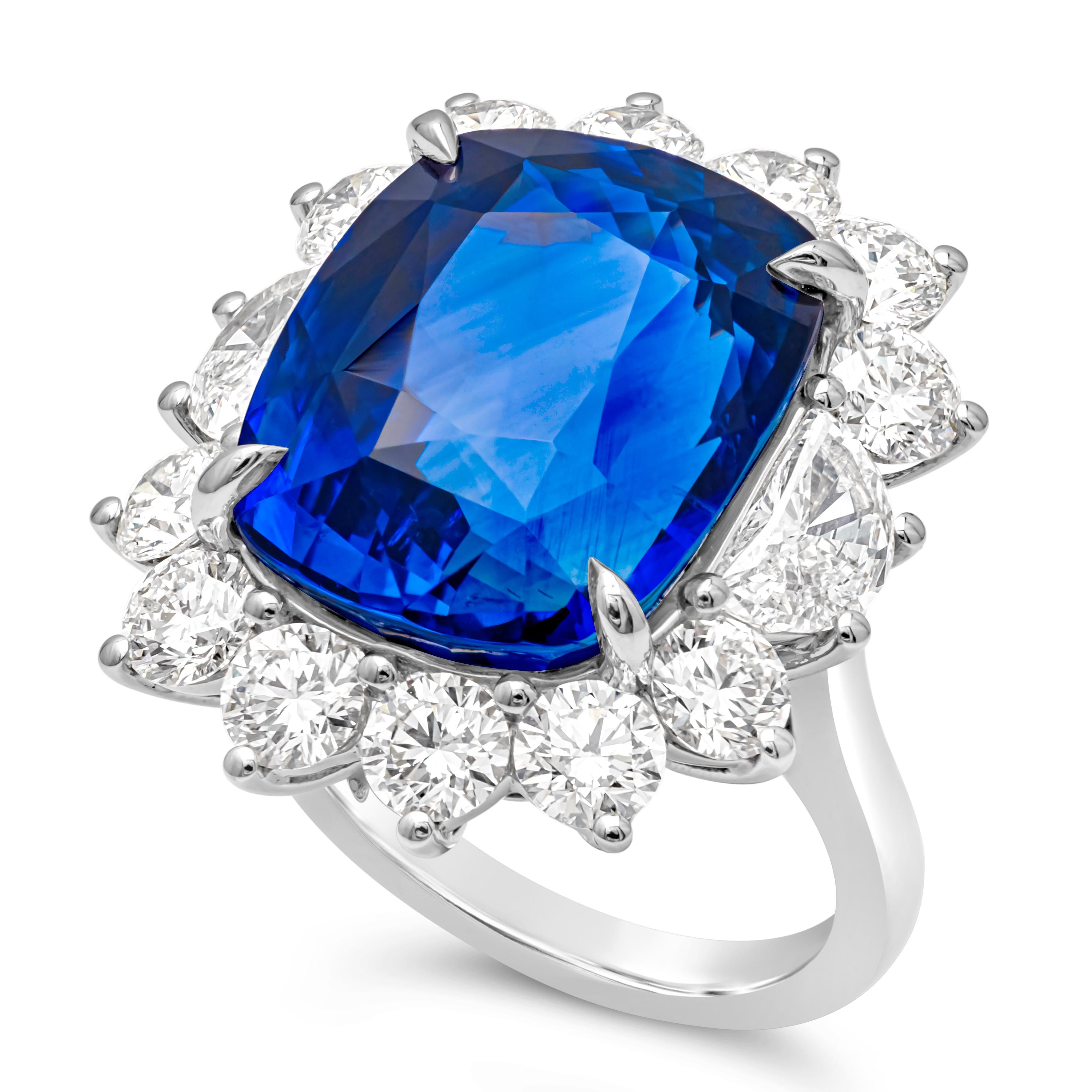 GIA-zertifizierter 22,05 Karat blauer Saphirring mit Kissenschliff im Kissenschliff aus Sri Lanka 6