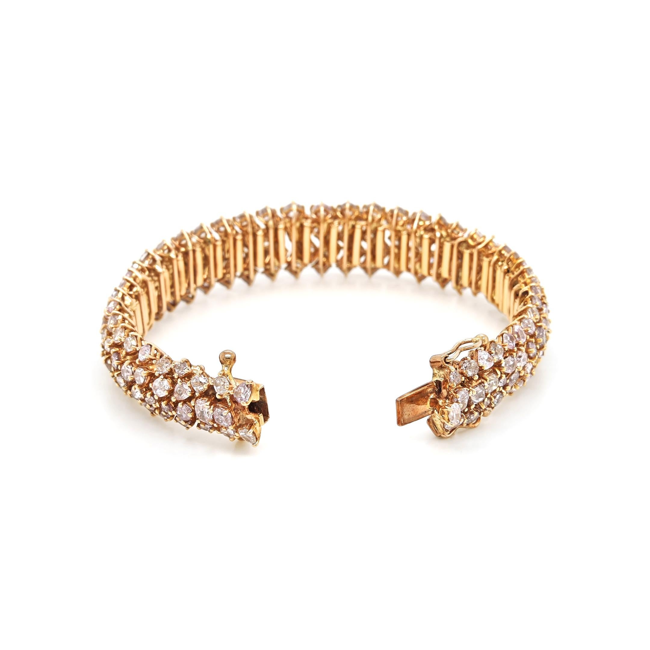 Mixed Cut GIA Certified 22.07 Carats Fancy Diamond Rose Gold Bracelet For Sale