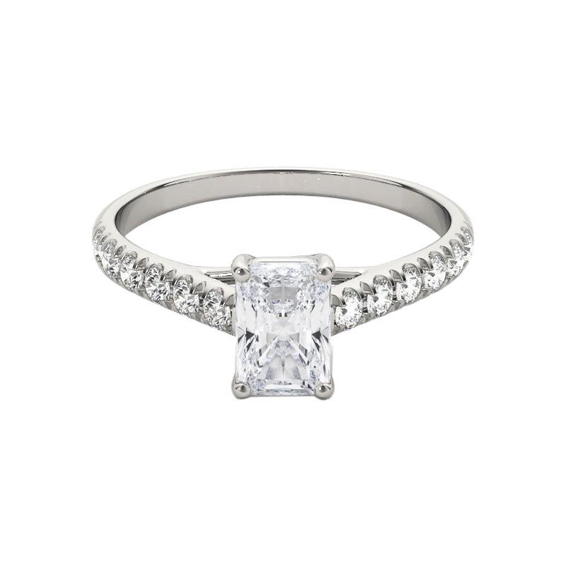 GIA Certified 2.20ct Radiant Pave Trellis Entwined Prong Diamond Ring in Platino