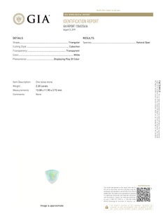 GIA Certified 2.20 Carat Triangular Natural Black Fire Cabochon Opal