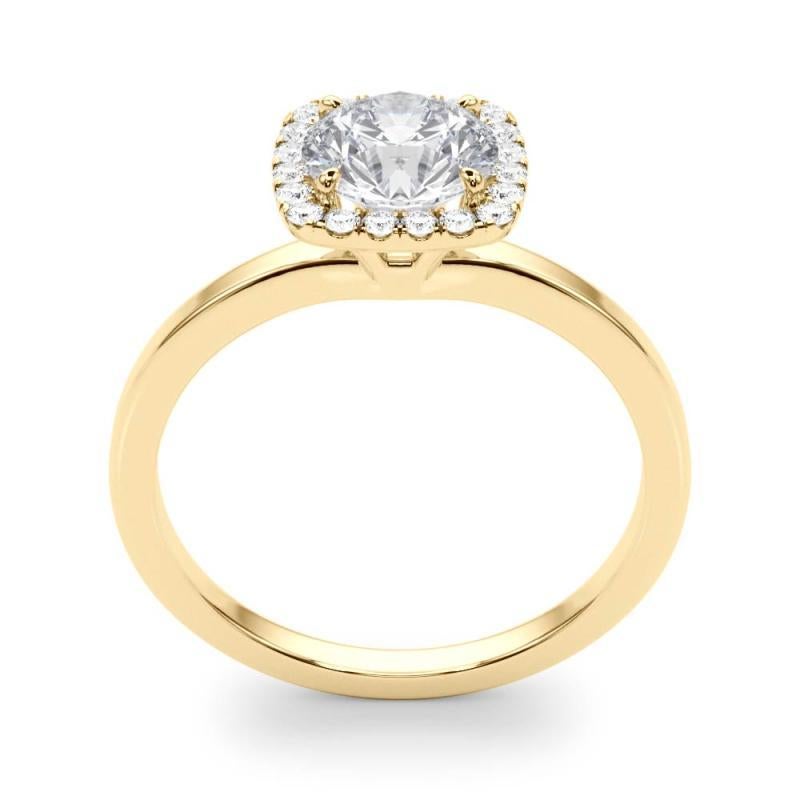 GIA zertifiziert 2,21 Karat Cushion Halo Runde 18K Gelbgold Diamantring Damen im Angebot