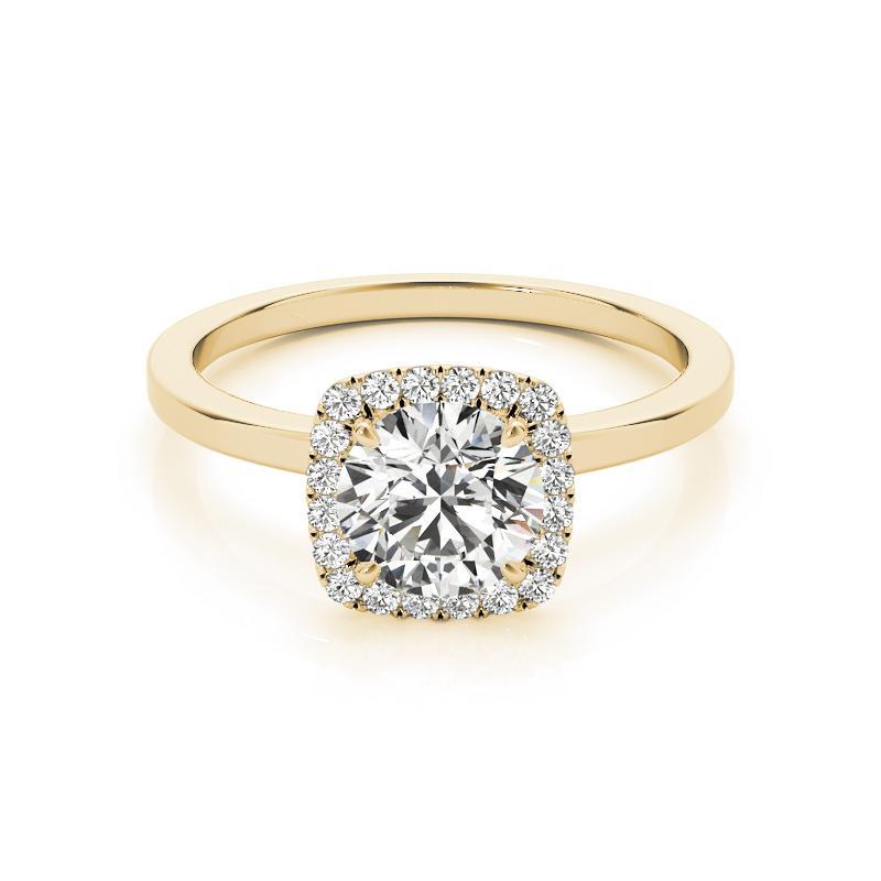 Bague en or jaune 18 carats certifiée GIA, 2,21 carats, halo coussin, rond, diamant en vente