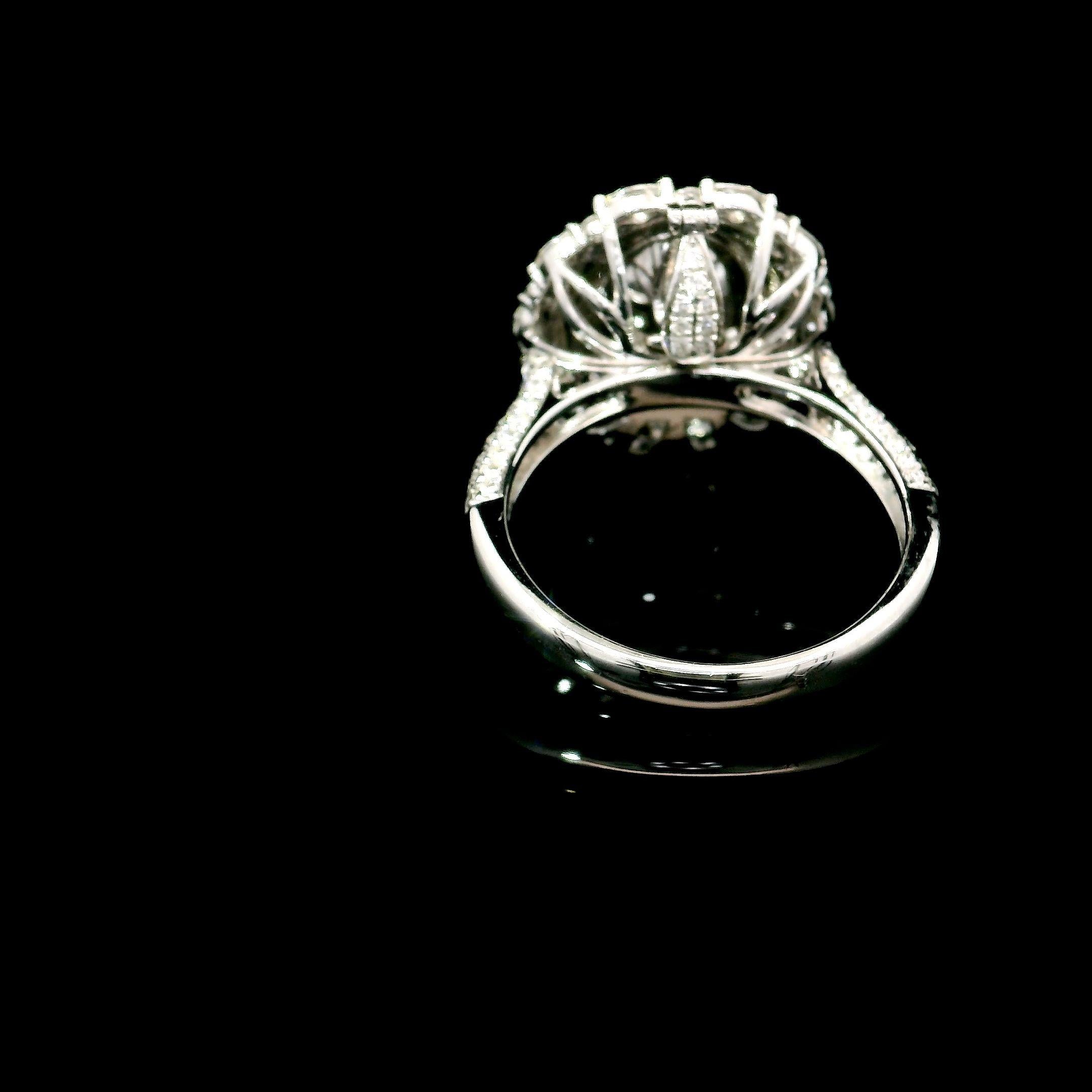 Women's or Men's GIA Certified 2.21 Carat Fancy Grayish Yellowish Green SI2 Clarity Diamond Ring For Sale