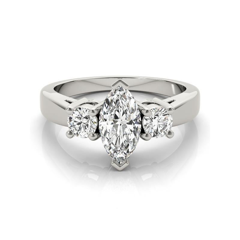 Anillo de Aniversario de Diamantes Marquesa de Tres Piedras Certificado GIA de 2,21 Quilates