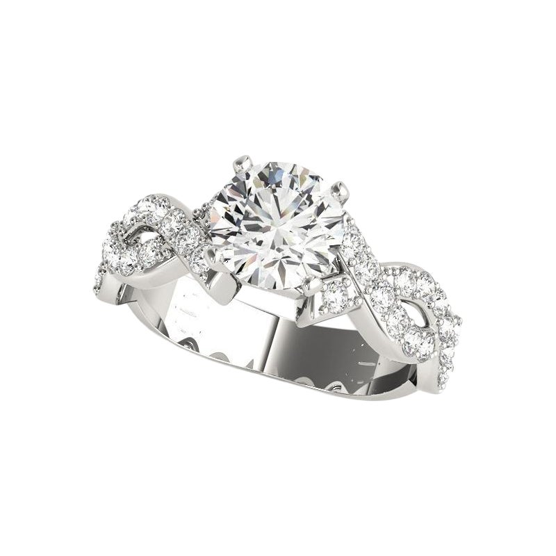 Bague à diamants certifiée GIA, 2.21 carats, ronds, tressés et torsadés