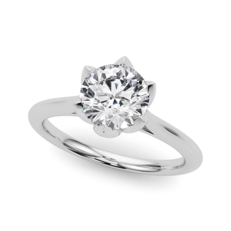 Taille ronde Bague à diamant cathédrale Tulipe filigrane ronde de 2.21 carats certifiée GIA en vente