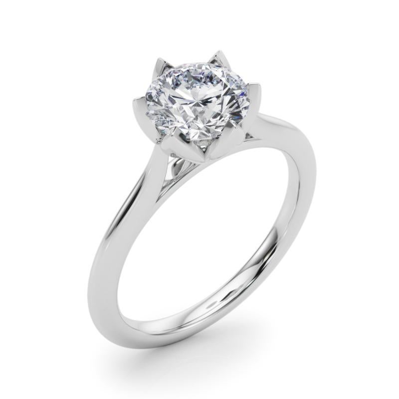 Bague à diamant cathédrale Tulipe filigrane ronde de 2.21 carats certifiée GIA Pour femmes en vente