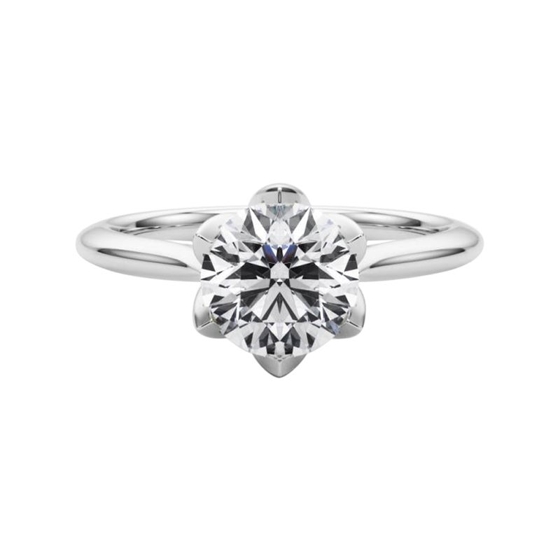 Bague à diamant cathédrale Tulipe filigrane ronde de 2.21 carats certifiée GIA
