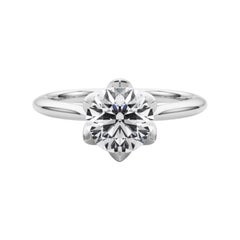 Bague à diamant cathédrale Tulipe filigrane ronde de 2.21 carats certifiée GIA