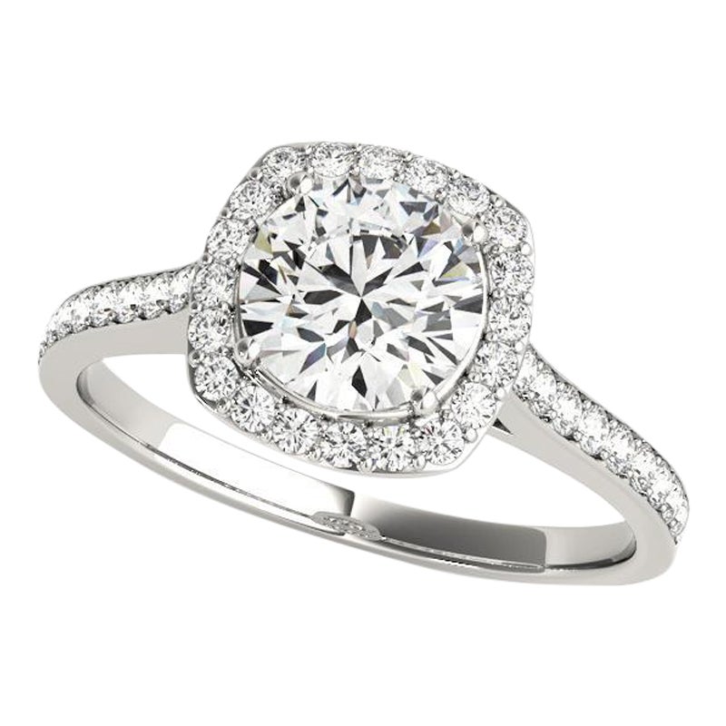 GIA Certified 2.21 Carat Round Halo Cathedral Vintage Platinum Diamond Ring