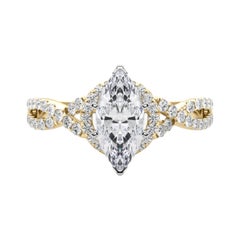 GIA Certified 2.21 Carat Solitaire Marquise Halo Infinity Diamond Ring