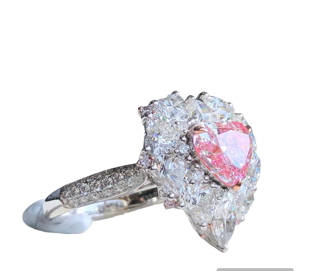 GIA Certified 2.21 Carats Type IIa Faint Pink IF Heart Cut Diamond Ring  Pendant In New Condition For Sale In PARIS, FR