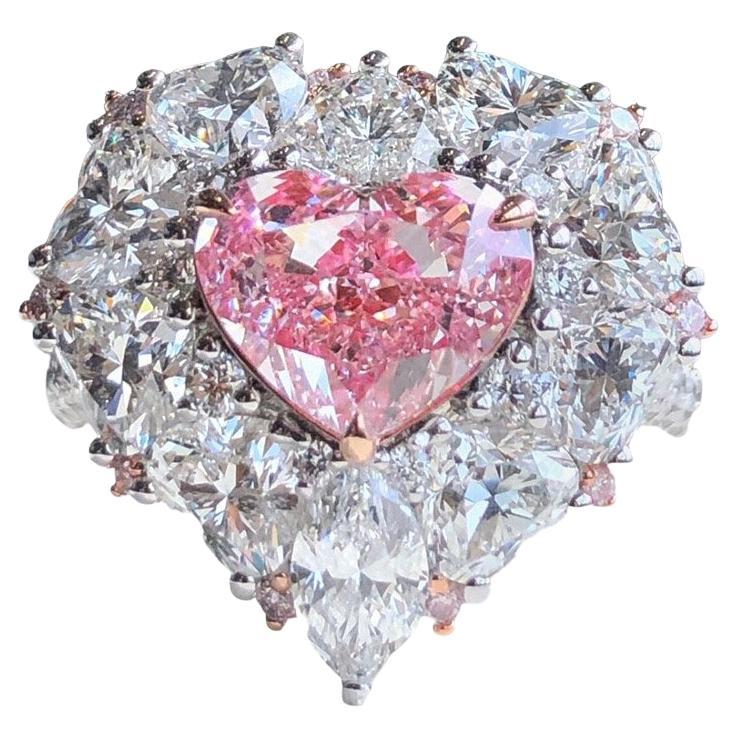 GIA Certified 2.21 Carats Type IIa Faint Pink IF Heart Cut Diamond Ring  Pendant