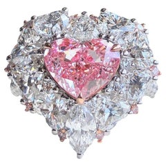 GIA-zertifizierter 2,21 Karat Typ IIa Hellrosa IF Diamantring mit Herzschliff  Anhänger
