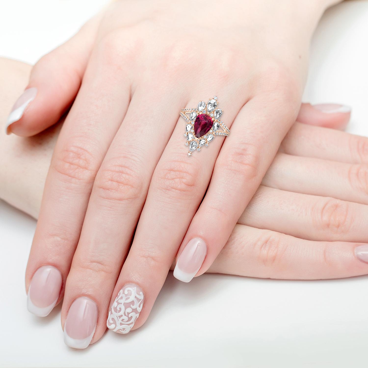GIA-zertifizierter 2,21 Karat Winza-Rubin-Ring mit birnenförmigem Diamantschliff für Damen oder Herren im Angebot