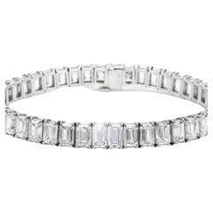 GIA Certified 22.10 Carat Emerald Cut Diamond Bracelet 44 GIA Certificates