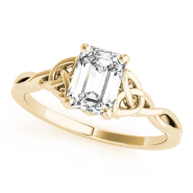 GIA zertifiziert 2,22 Karat Keltischer Knoten Smaragd Solitär Diamantring (Smaragdschliff) im Angebot