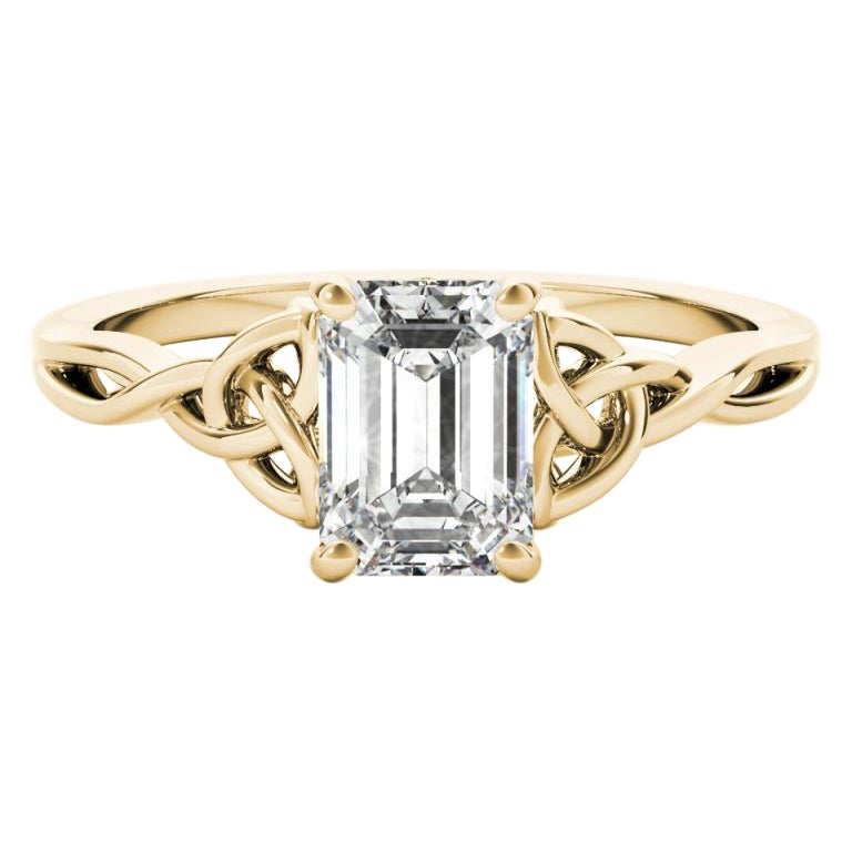 GIA zertifiziert 2,22 Karat Keltischer Knoten Smaragd Solitär Diamantring im Angebot