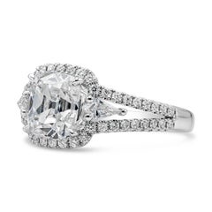 GIA Certified 2.22 Carats Cushion Cut Diamond Halo Engagement Ring in White Gold