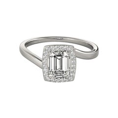 GIA zertifiziert 2.22 Karat Smaragd Halo gebogene Bypass Platin Diamant Ring