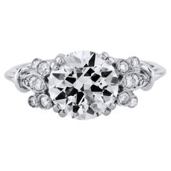 Anello di fidanzamento in platino con diamante fatto a mano e certificato GIA da 2,22 carati