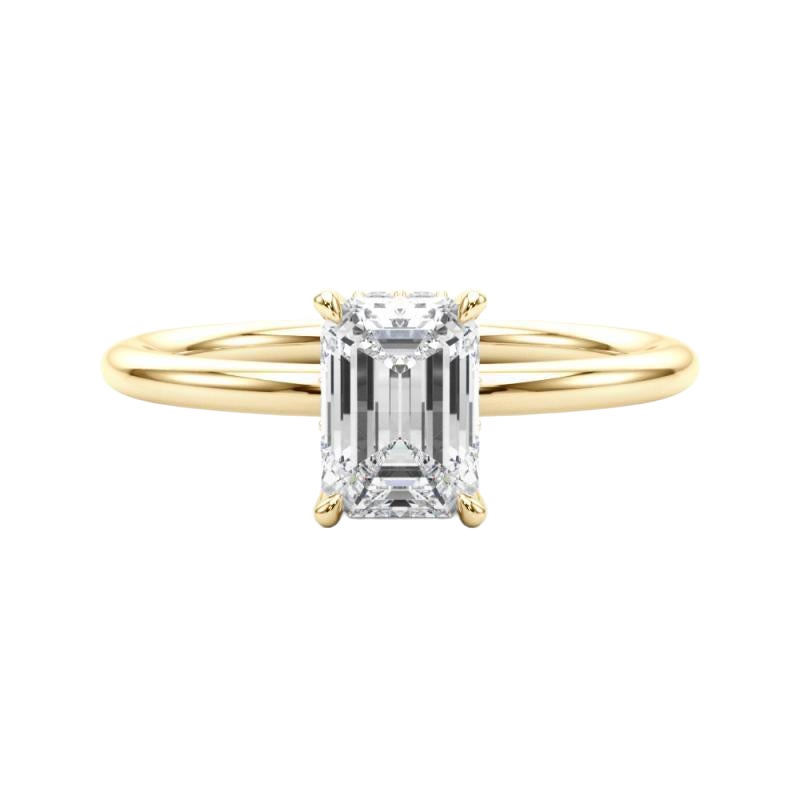 GIA Certified 2,22 Carat Hidden Halo Emerald Anello con diamanti in oro giallo 18K