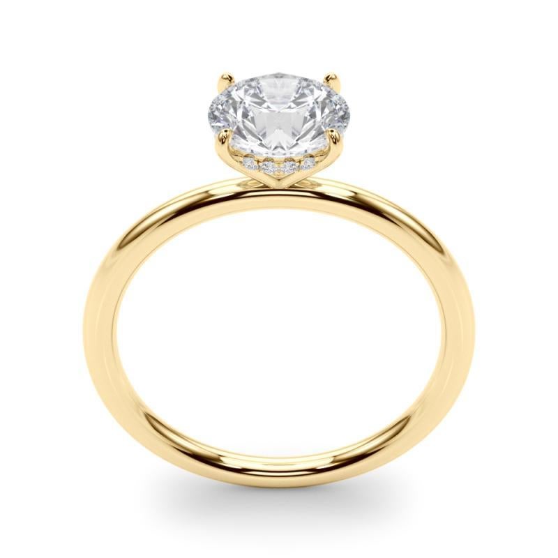 Donna Anello con diamante solitario rotondo con alone nascosto da 2.22 carati certificato GIA in vendita