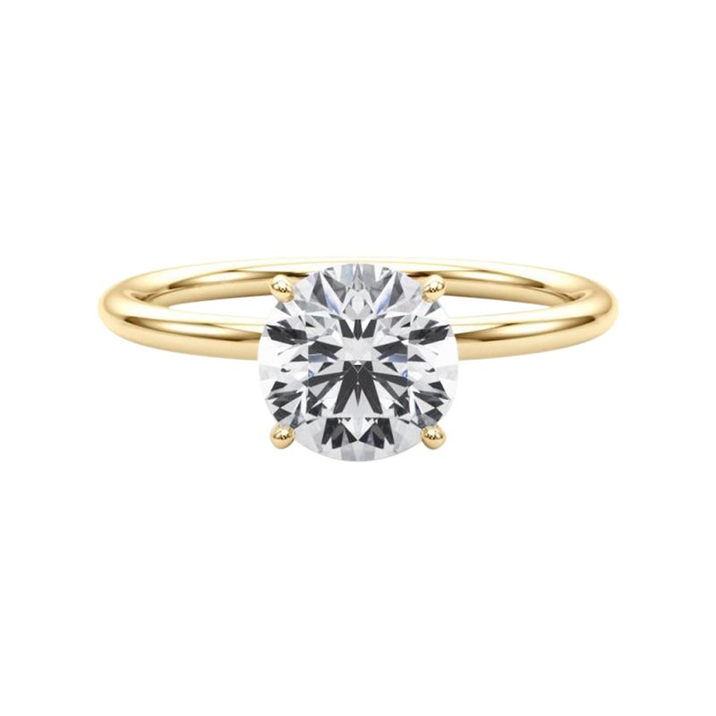 Anello con diamante solitario rotondo con alone nascosto da 2.22 carati certificato GIA