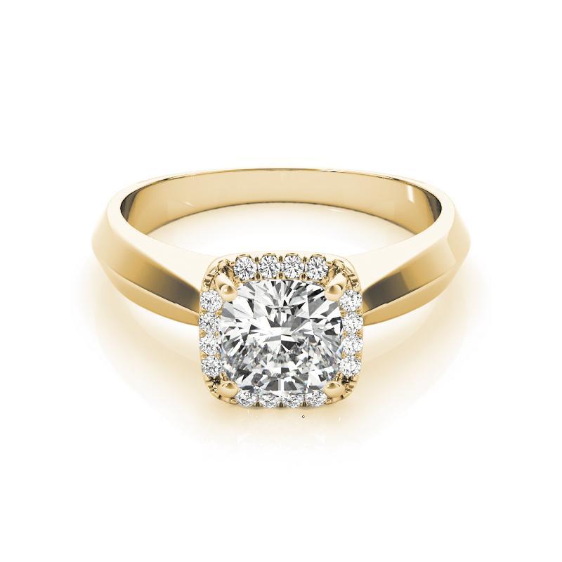 Taille coussin GIA Certified 2.22 Carat Knife Edge Band Cushion Halo Diamond Ring en vente